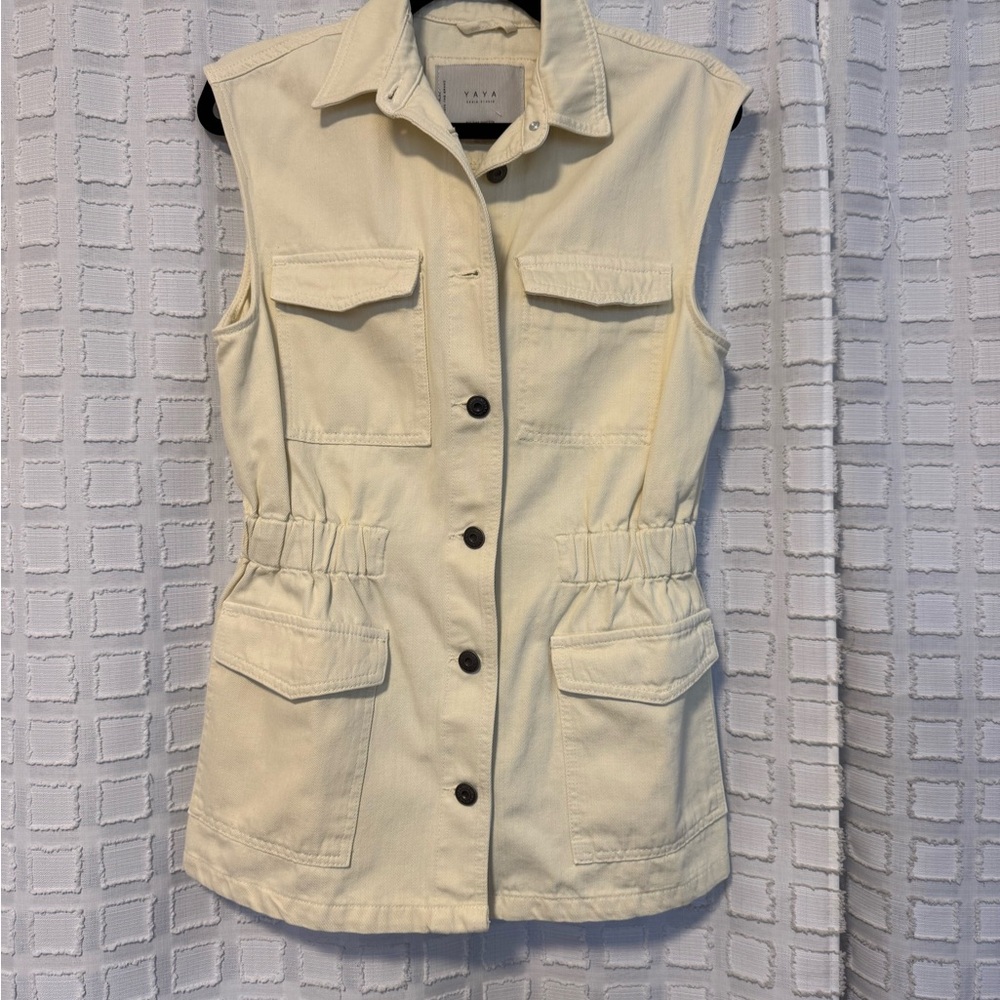 Yaya Denim Cream Utility Vest